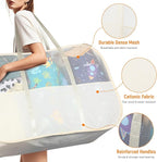 Collapsible Laundry Baskets with 3 Compartment, 150L Tear-proof Pop Up Hamper, Foldable Laundry Basket with Tote Handles, Dirty Clothes Hamper for Laundry, Bedroom, Bathroom, Dorm Beige