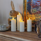 Flameless Waterproof 2.2" x4" 4" 5" 5" 6" 6" 7" 7" Pillar Candles with Remote Control and Timer, LED Battery Operated Plastic Ivory Pack of 8 Outdoor Flickering Warm Light