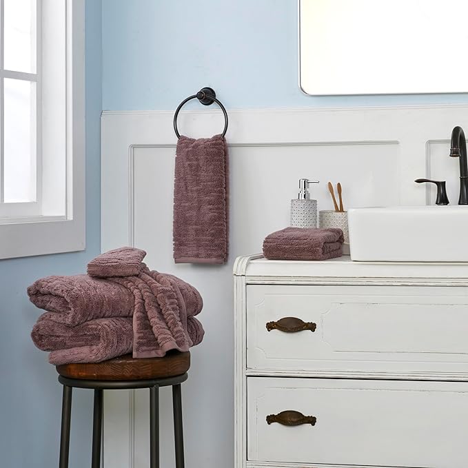 SKL Home CloudSoft Cotton Luxury 2-Piece Hand Towel Set, Soft Plum