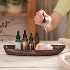 Rustic Small Wooden Serving Tray, Boat Shape Decorative Tray Vintage Centerpiece, Farmhouse Rustic Trays, Key Tray, Decorative Platter for Countertop Home Decorations- Distressed Brown。(Size S)