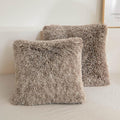 XeGe 2 Pieces Faux Fur Throw Pillow Covers, Shaggy Fluffy Cushion Covers, Cute Fuzzy Decorative Pillow Covers, Plush Furry Velvet Pillowcases for Bed Couch Living Room (18''x18'', Khaki Ombre)