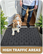 Color&Geometry Large Front Door Mat Outside Entrance, Heavy Duty Non Slip Low Profile Doormat for Entryway, Trap Dirt and Moisture Welcome Mats All-Weather, Easy Clean, Patio, Garage, 28"x60" Black