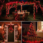 2 Pack Solar String Lights Outdoor - 160LED 66FT Solar Fairy Lights Waterproof 8 Modes, Copper Wire Solar Powered Twinkle Lights for Outside Tree Garden Christmas Wedding Party Decor, Red