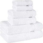Cotton Paradise 6 Piece Towel Set, 100% Cotton Soft Absorbent Turkish Towels for Bathroom, 2 Bath Towels 2 Hand Towels 2 Washcloths, White Towel Set