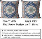 Snycler Boho Throw Pillow Covers 16x16 inch Set of 2 Boho Rug Carpet Double Sided Pattern Cotton Soft Pillow Case Cushion Cover Pillowcase for Couch Sofa Bed Decorative (Blue)