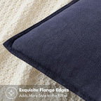 MIULEE Decorative Linen Euro Sham Pillow Covers 24x24 Navy Boho Farmhouse Neutral Couch Throw Pillows for Bed Pack of 2 Accent Modern Pillowcase Summer Sofa Livingroom Home Decor