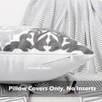 HWY 50 Grey Gray Decorative Throw Pillow Covers 18x18 Inch (1 Piece), Embroidered Cotton Farmhouse Cushion Cover Pillow Case for Sofa Couch Living Room Bed Bedroon, Floral Geometric