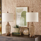 Rattan Table Lamps Set of 2 Wicker Lamps 3 Way Dimmable Touch Control Farmhouse Rustic Coastal Lamps with USB Port for Bedroom Living Room Office (LED Bulbs Included)