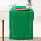 D'Moksha Homes Linen Kelly Green Table Runner 84 Inches Long - 100% Pure Linen Table Runner 14 x 84 Inch for Fall, Autumn and Halloween - Classic Hemstitch