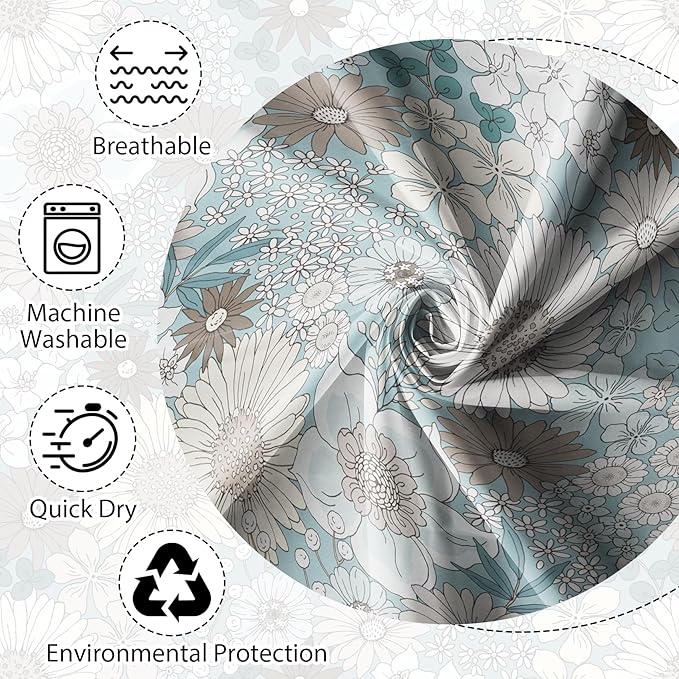 Floral Shower Curtain Rustic Various Floral Plant Curtain for Bathroom Tropical Botanical Farmhouse Waterproof Decor Shower Curtain with Hooks 72x78Inch