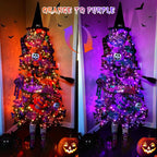 JMEXSUSS 200 LED Orange and Purple Halloween Lights Plug in, 66ft Connectable Color Changing Christmas String Lights with Remote, Outdoor Waterproof Tree Lights for Yard Halloween Decor