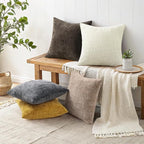 decorUhome Christmas Cream White Chenille Throw Pillow Covers 24x24 Set of 2 Thick Textured Slubby Couch Pillow Covers Farmhouse Accent Modern Neutral Decorative Pillow Cases for Bed Sofa Living Room