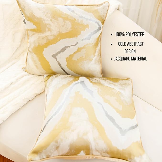 NKB Supplies Throw Pillows with Inserts Included,18"x18" Pillows, Set of 2, Marble Pillow Covers, Decorative Pillows for Bed, Couch, Sofa
