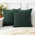 Kevin Textile Decorative Pillow Covers Set of 2 Striped Plush Corduroy Pillows Pillowcases Boho Home Decor Cushion Covers for Couch Sofa Bed Living Room 22x22 Inch, Army Green