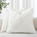 decorUhome Throw Pillow Covers 18x18 Inch Set of 2, Soft Plush Decorative Faux Fur Cream White Solid Couch Pillow Covers, Accent Farmhouse Neutral Square Euro Pillow Cases for Sofa Bed Living Room
