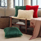 Phantoscope Pack of 2 Christmas Faux Fur Throw Pillow Covers Cushion Covers Luxury Soft Decorative Pillowcase Fuzzy Pillow Covers for Bed/Couch, Deep Green 12 x 20 Inches