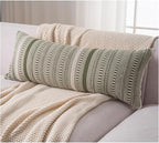 Boho Lumbar Pillow Covers 14x36 Long, Farmhouse Decorative Couch Pillow Cases, Green Accent Pillows of Bed, Sofa Bedroom Living Room Home Decor Cushion Cover, Pack of 1