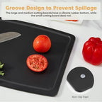 BESTCOOK Wood Fiber Cutting Board Set of 3, Composite Chopping Boards with Juice Groove, Dishwasher Safe, Non-Toxic, BPA-Free, Non-Porous, Non-Slip Feet, Durable for Cutting Meat, Vegetables, Fruit
