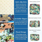 14 PCs Patio Cushion Covers for 7 PCs Outdoor Furniture Sectional Seating Sets Water Resistant Plus 2 Throw Pillows (Colorful Leaves, 23.6 * 23.6 * 3.5 in-14)