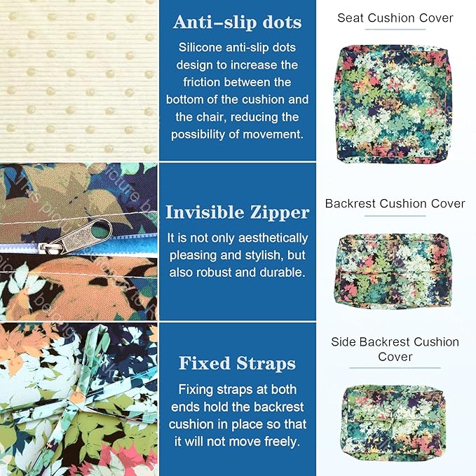 14 PCs Patio Cushion Covers for 7 PCs Outdoor Furniture Sectional Seating Sets Water Resistant Plus 2 Throw Pillows (Colorful Leaves, 23.6 * 23.6 * 3.5 in-14)