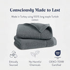 Brooklinen Super-Plush Turkish Cotton Washcloths Set of 2 Cotton, 820 GSM, Highly Absorbent, Machine Washable, Perfect for Home & Bathroom (13" x 13", Graphite Gray)