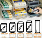 2-Pack Adjustable Can Dispenser for Refrigerator & Pantry - Expandable Width (6.23"-9.37") Gravity-Fed Organizer, Stackable Drink Holder Fits Standard/Tall Cans & Energy Drinks, BPA-Free (Clear-1)