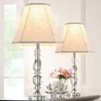 GO&SO Set of 2 Light Beige Lampshade Octagonal Bell Lamp Shades 6.5" Top x 13" Bottom x 11.2" Slant High x 10.5'' Vertical High, Linen Lamp Shade for Table & Floor Lamps - Hand Crafted - Spider Fitter