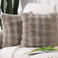 MADIZZ Pack of 2 Thick Plush Wool Throw Pillow Covers 24x24 Inch Taupe Soft Neutral Decorative Throw Pillows Accent Boho Cushion Covers for Couch Sofa Bedroom Pillow Shell