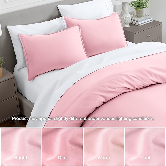 Bare Home Standard Pillow Sham Covers - Set of 2 - Premium 1800 Ultra-Soft Microfiber - Double Brushed - Bed Pillow Shams - Pillows Not Included (Set of 2, Light Pink)
