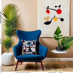 Picasso Inspired Decorative Pillow Cover Hand Embroidered Abstract Toss Pillows Farmhouse Chair Cushion Contemporary Pillowsham Mid-Century Chair Cushions Wool Size 18x18