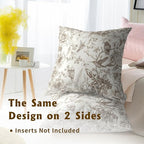 Brown White Flowers Pillow Covers 20x20 Inch, Set of 2 Vintage Floral Chinoiserie Style Decorative Throw Pillowcases Square Cushion Cover for Couch Sofa Bed Farmhouse Home Decor