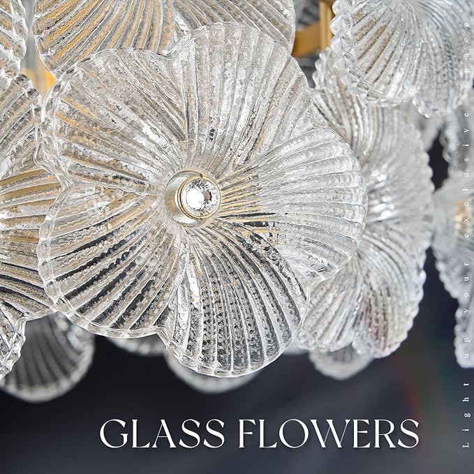 3-Pack Gold Glass Pendant Light Flower Small Ceiling Pendant Lighting Modern 1-Light for Kitchen Island Sink Dining Room Bedroom Entryway Hallway, E26