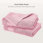 BIOWEAVES 100% Organic Cotton Bath Sheet Set of 2 | Soft Oversized Bath Towels | 700 GSM Premium Bath Towel Sheet Set GOTS Certified - Dusty Pink