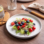 AmorArc Ceramic Dinner Plates Set of 6, Wavy Rim 10.5 Inch Stoneware Dish Set, Large Dinnerware Plates for Kitchen-Microwave&Dishwasher Safe, Scratch Resistant-Reactive Glaze Matte White