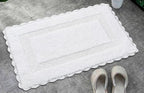 Savi Home Cotton Crochet Bathmat with Antiskid 21x34 White, 100% Pure Cotton, Super Soft White, Plush & Absorbent, Hand Tufted Heavy Weight Construction, Full Reversible Step Out Rugs