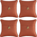 Outdoor Decorative Pillows with Coconut Button Pack of 4, 18" x 18" Outdoor Pillow Set for Couch Bed Throw Patio Sofa, Coral Red