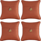 Outdoor Decorative Pillows with Coconut Button Pack of 4, 18" x 18" Outdoor Pillow Set for Couch Bed Throw Patio Sofa, Coral Red