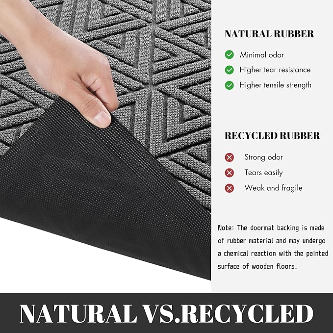 Yimobra Outdoor Mats for Front Door, Stops Mud & Dirt at Entrance, Fits Garage & Patio, All-Weather Waterproof Non Slip Outdoor Indoor Welcome Mat, 29.5x17 Grey