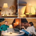 Rechargeable Table Lamp Cordless,5200mAH Battery Operated LED Lamp,3000K Stepless Dimming,Portable Touch Control Wireless Lamp for Dining Room Living Room Bedroom Restaurant Gold 2 Pack