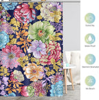 Aimego Boho Floral Shower Curtains - Spring Bohemian Colorful Bright Blossom Flowers Bath Shower Curtain Set with 12 Hooks for Adults Kids Bathroom Decor Accessories, 72"x72"