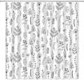 Black White Botanical Shower Curtain Boho Floral Farmhouse Neutral Cute Leaves Plant Retro Flowers Bathroom Curtain Set with Hooks(59" Wx70 H)