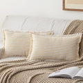 Throw Pillow Covers 12x20 Set of 2 Striped Fringe Pillow Cover Farmhouse Cushion Covers with Tassel Neutral Boho Pillows Decorative Square Pillowcase for Couch Sofa Bed, Yellow