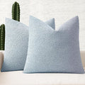 MIULEE 22x22 Inch Decorative Euro Sham Throw Pillows for Bed Set of 2 Textured Boucle Neutral Winter Throw Pillow Covers Light Blue Accent Solid Euro Couch Pillowcases Sofa Livingroom Home Decor