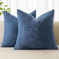 MIULEE Pack of 2 Decorative Throw Pillow Covers Soft Chenille Throw Pillows Solid Textured Cushion Covers for Couch Sofa Bedroom Living Room 20x20 Inch, Navy Blue
