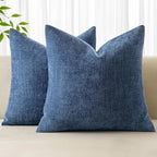 MIULEE Pack of 2 Decorative Throw Pillow Covers Soft Chenille Throw Pillows Solid Textured Cushion Covers for Couch Sofa Bedroom Living Room 20x20 Inch, Navy Blue