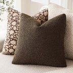 Foindtower Set of 2, Decorative Textured Boucle Throw Pillow Covers Accent Solid Pillow Cases Neutral Soft Couch Cushion Case for Chair Sofa Bedroom Living Room Home Decor 24x24Inch Chocolate