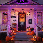 JMEXSUSS Orange and Purple Solar Halloween Lights, 2 Pack Total 400 LED Solar String Lights Outdoor Waterproof, 8 Modes Halloween Light for Outside Patio Yard Tree Decorations