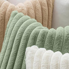 MIULEE Faux Fur Large Decorative Throw Pillow Covers 24x24 Inch Set of 2, Modern Spring Home Decor Soft Plush Couch Pillows Cozy Fluffy Cushion Covers for Sofa Bed Sage Green