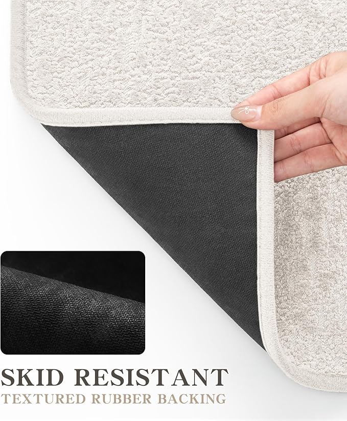 chakme Bathroom Rugs Mat 36x24, Ultra Thin Non Slip Bath Mat Quick Dry Absorbent Bath Mat for Bathroom Floor, (White, 36"x24")