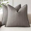 Foindtower Set of 2 Decorative Cotton Waffle Weave Throw Pillow Covers Euro Shams Cushion Covers Accent European Pillowcase for Bed Couch Sofa Bedroom Living Room Home Decor 24×24 Inch Taupe Gray